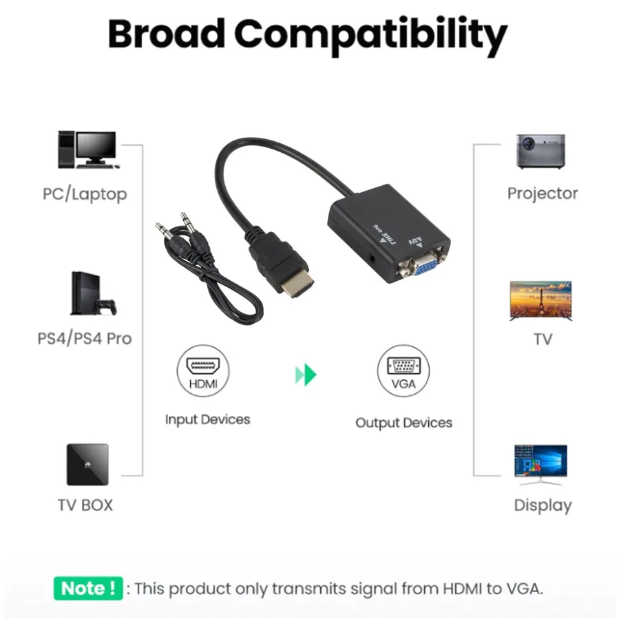 Adapter HDMI-compatible TO VGA With Audio HDTV Male To VGA Female Converter Port