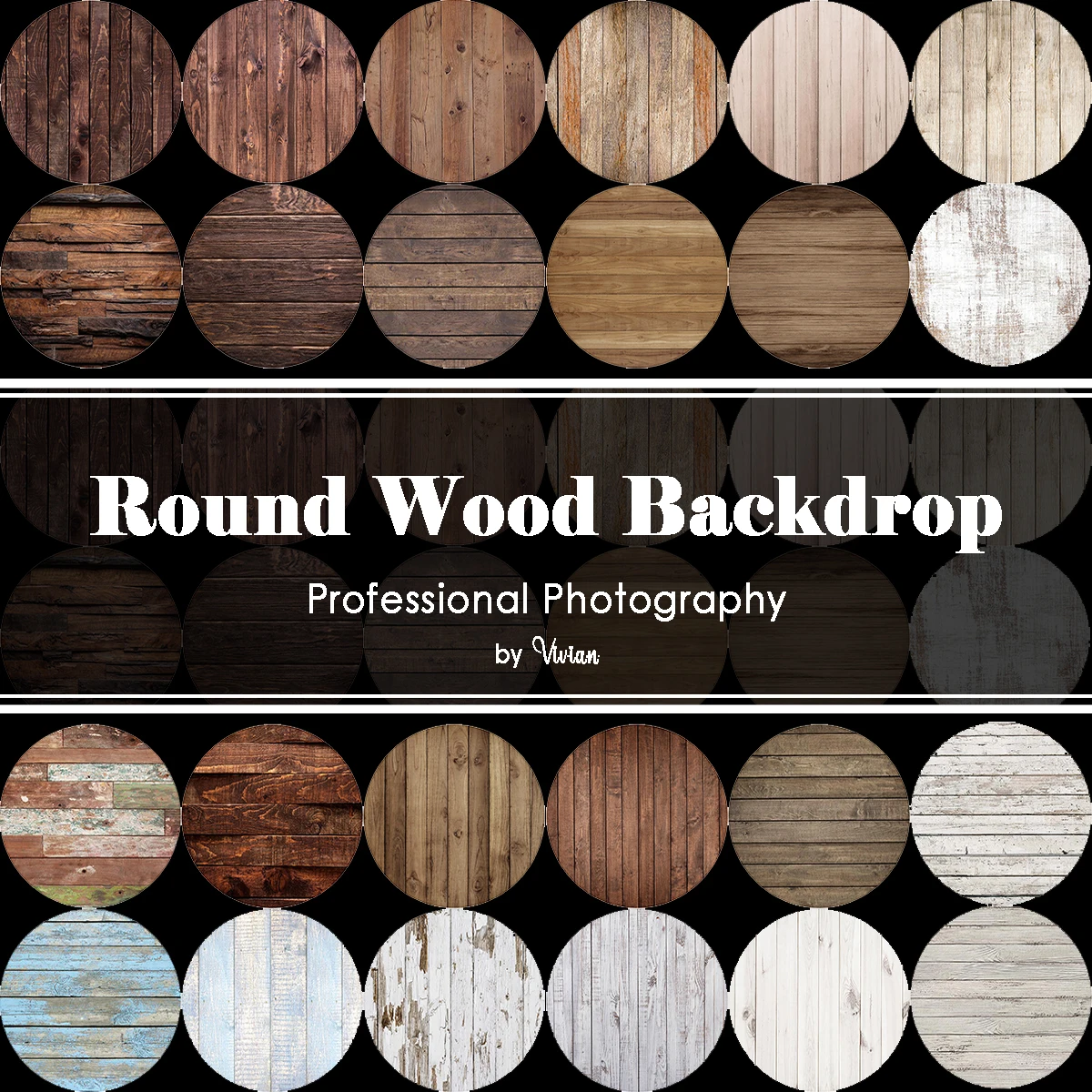 

Mocsicka Round White Wooden Board Background Party Decor Photographic Backdrop Black Wood Wall Floor Kids Adult Photostudio Prop