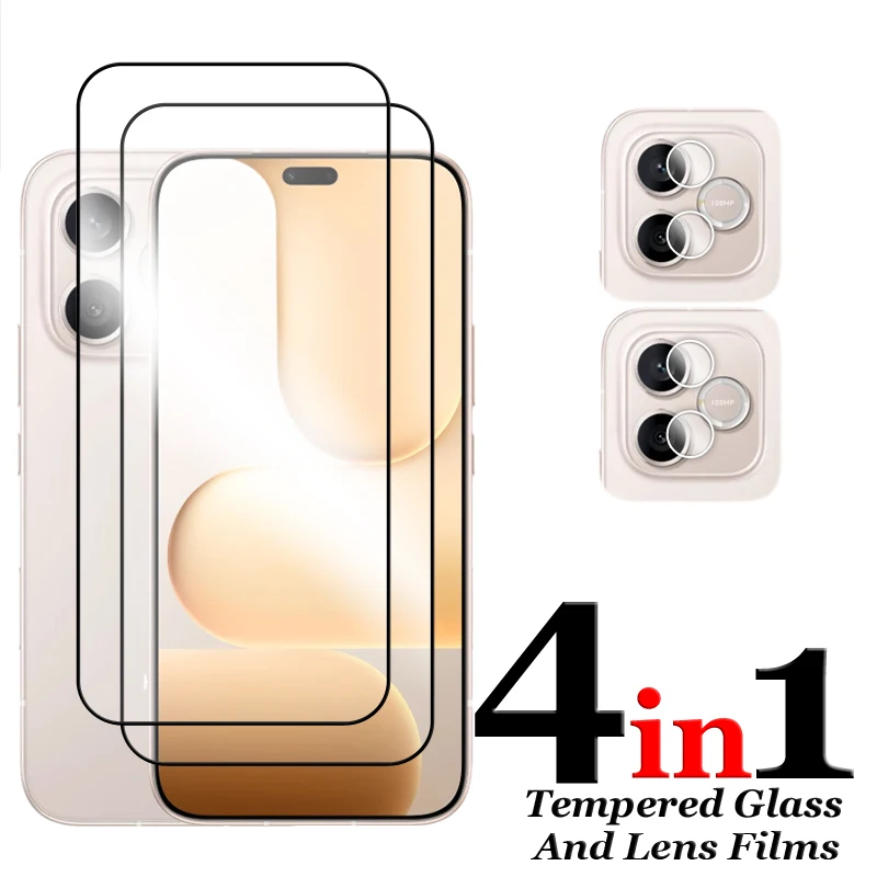 6-in-1 Full Cover Tempered Glass Screen Protector with Lens Film