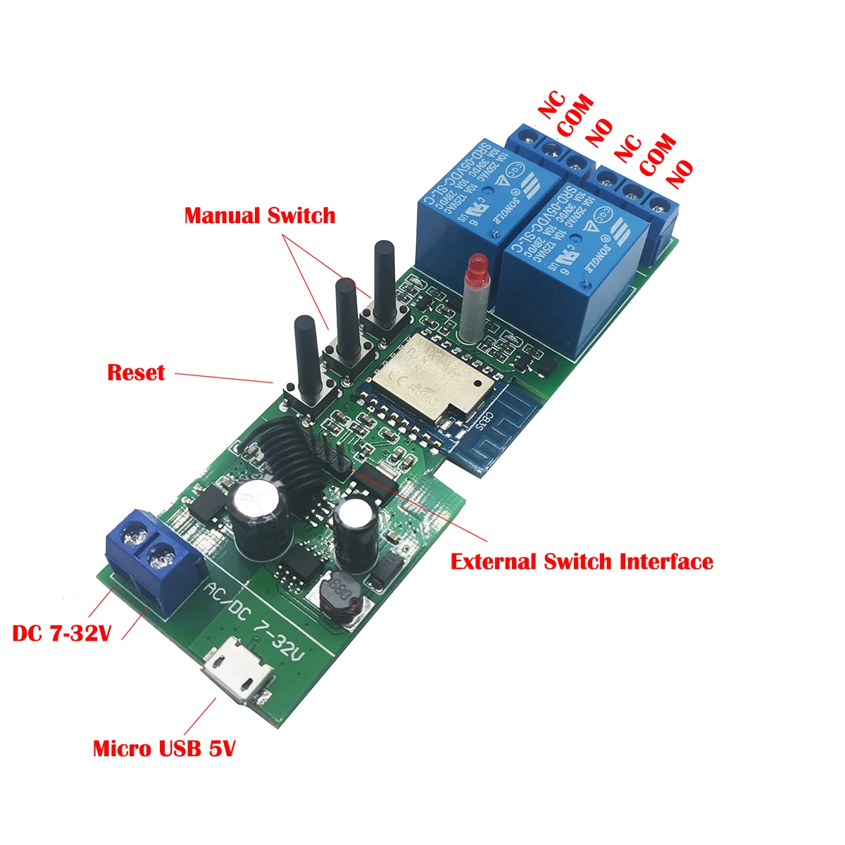 Door Access Button DIY Tuya Smart Wifi Switch DC 7V/12V/24V/32V NO NC COM Door Lock Access Control System Phone Remote Control Exit Button