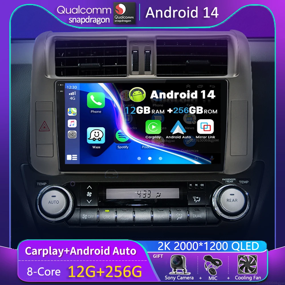 

Android 14 Carplay Auto Car Radio For Toyota Land Cruiser Prado 150 2009 - 2013 Navigation GPS Multimedia Player video Stereo BT