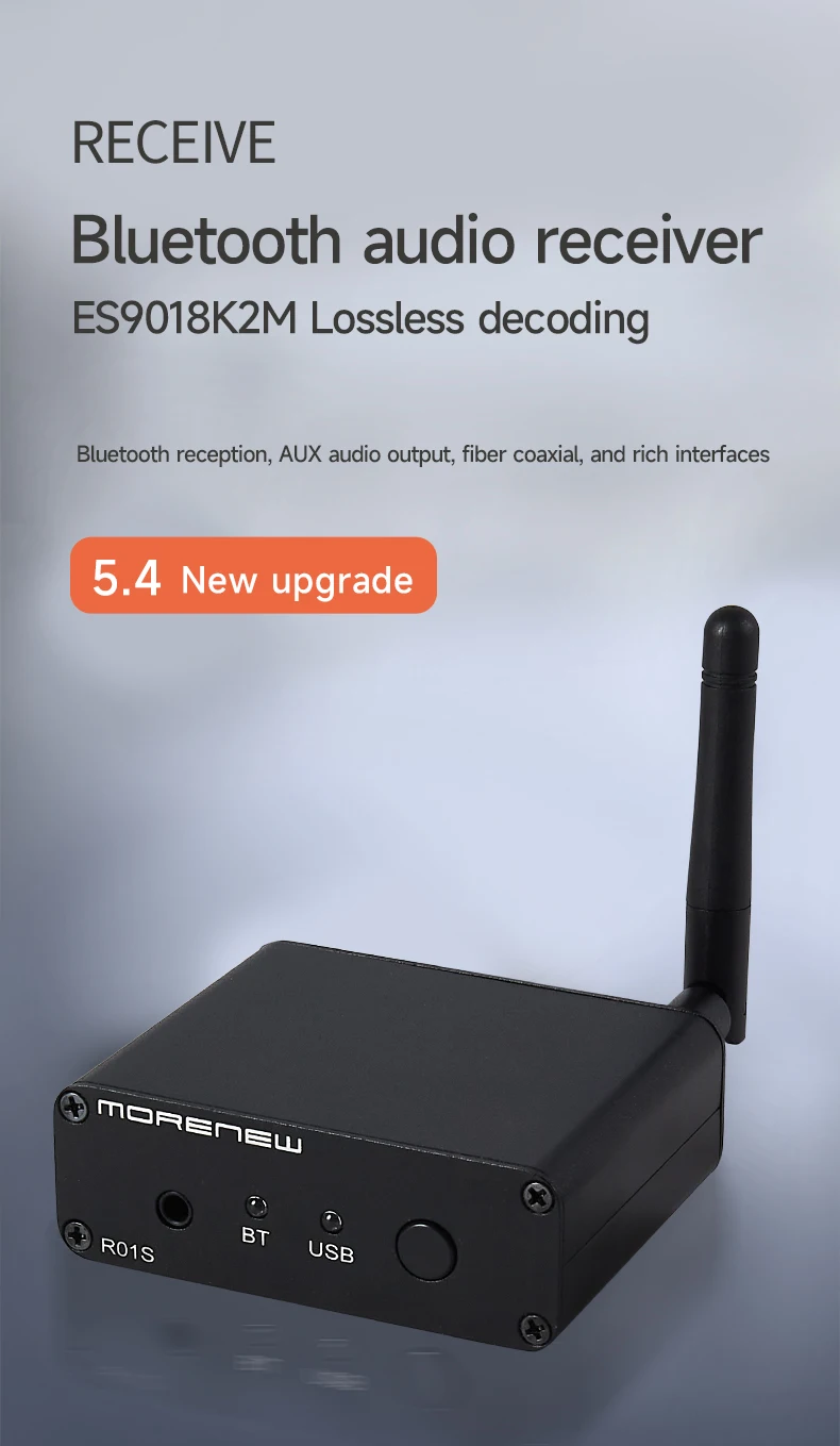 MORENEW 발열 HIFI 무손실 블루투스 리시버, 퀄컴 QCC3084, 블루투스 4.5, 리시버 ES9018 디코드, APTX..