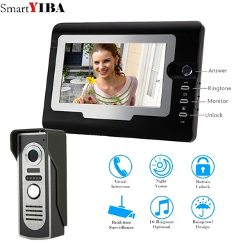 SmartYIBA HD 컬러 비디오 인터콤 초인종, 빌라 아파트 야외 통화 인터콤 시스템, 홈 보안 도어벨, 7 인치