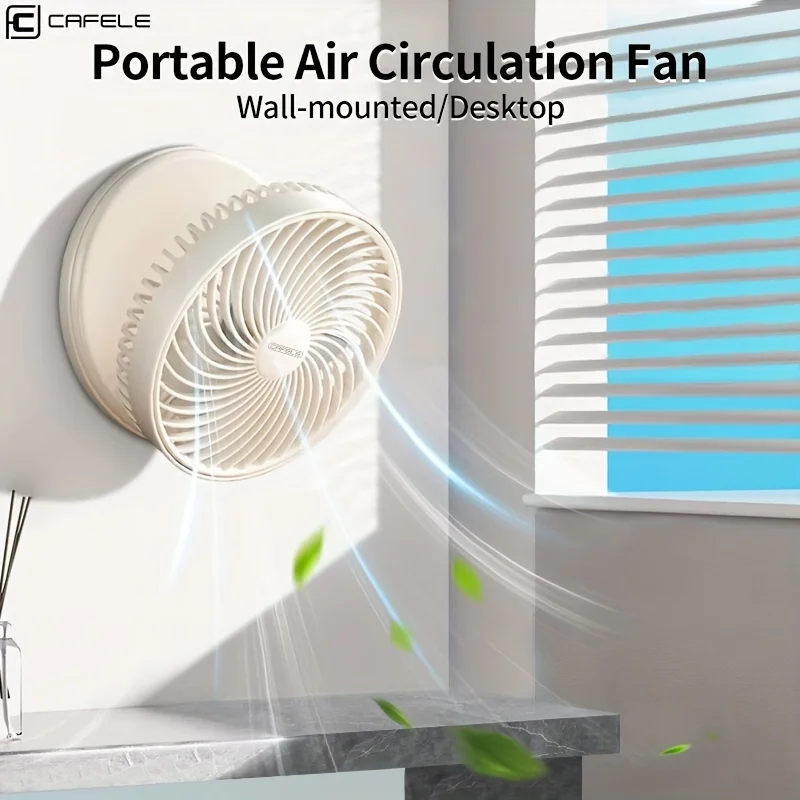 

Protable Wall Mounted Fan Low Noise 4 Speeds 12ft Strong Airflow 4000mAh 90° Adjustable Tilt Desk Fan For Home Bedroom Office