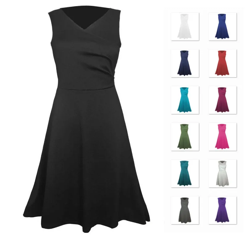 

2023 Summer Tank Dress for Women Party Casual V-neck High Waist A-line Ruffle Hem Dresses Female Vestidos de Mujer Elegantes 4XL