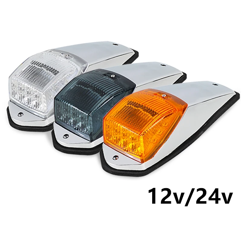 

2pcs 12v 24v Truck Cab Marker Light 17 LED Amber Top Roof Lights Trailer Light for Peterbilt Kenworth Freightliner Mack
