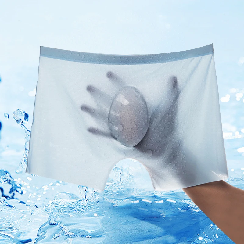 

1 Pc Mens Boxer Shorts Ice Silk Men Panties Seamless Man Underpants Panties Male Ultra-thin Breathable Briefs Sexy Underwear