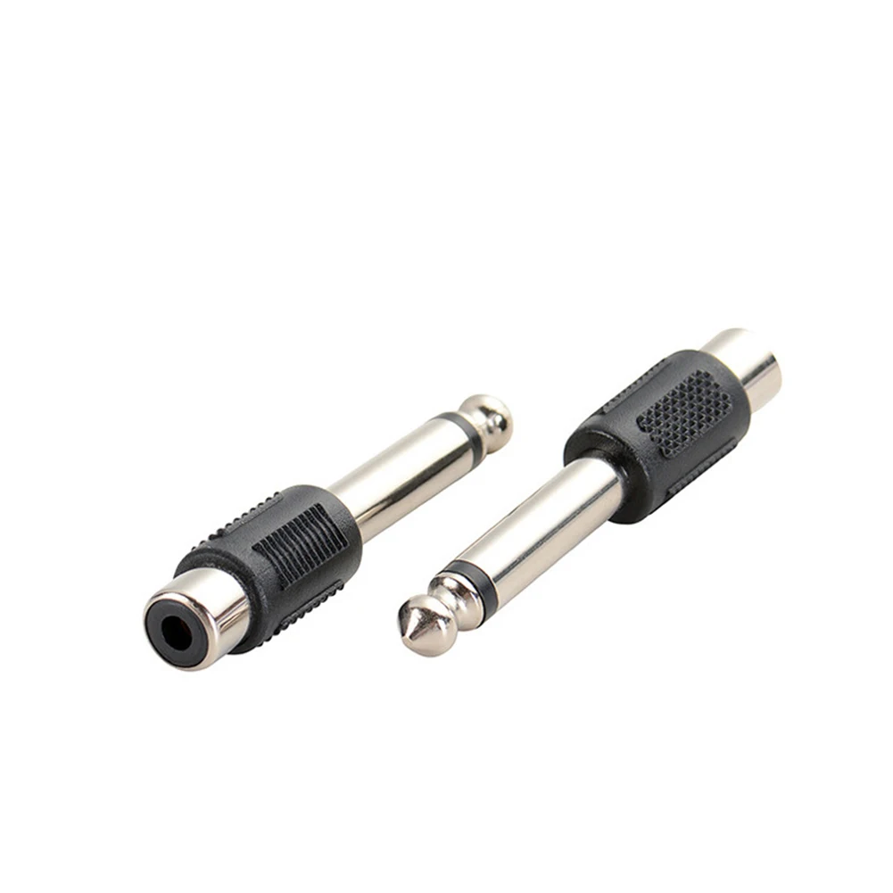 

4 Pcs Black Plastic Metal Audio Adapter 6.35mm To RCA RCA Female Jack Accessory Connector Microphone Connecting