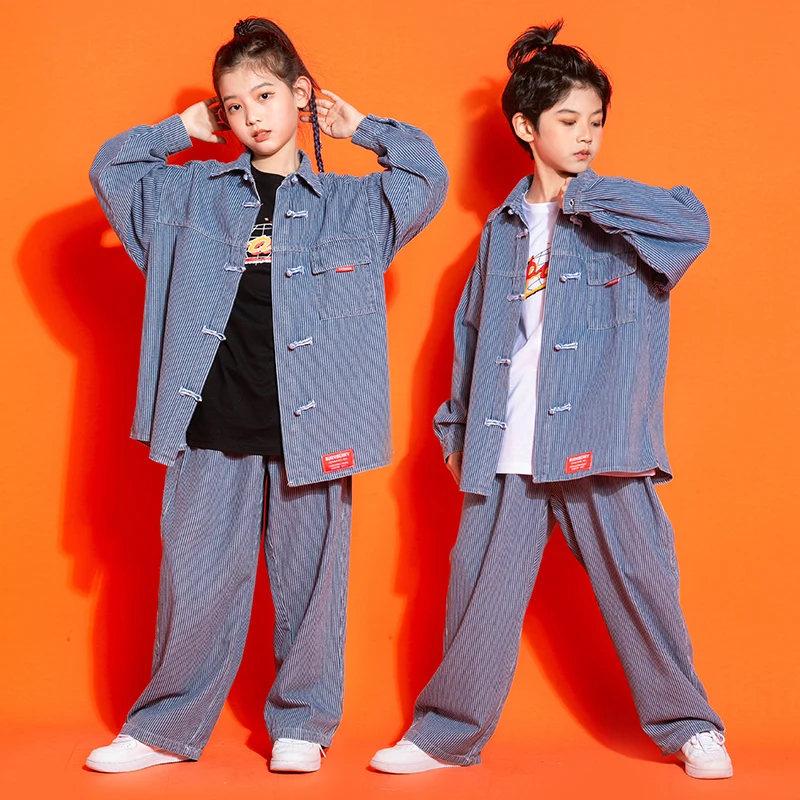 

Kids Ballroom Recital Clothes Hip Hop Clothing Jeans Shirt Streetwear Baggy Pants For Girl Boy Kpop Jazz Show Dance Costumes