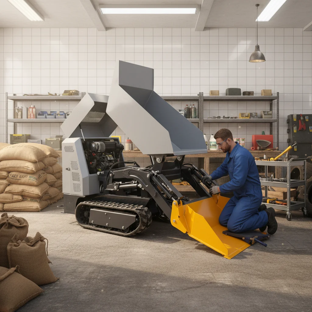 800kg Raupen-Minidumper mit verstellbarer Schaufelhöhe für Sand- und Bauschutttransport, Euro 5 EPA-konform