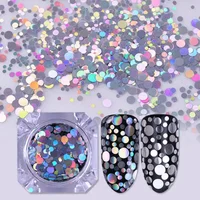 Mixed Size Nail Glitter Paillette Sequins Holographic Silver Flakies Colorful Round Rhombus 2