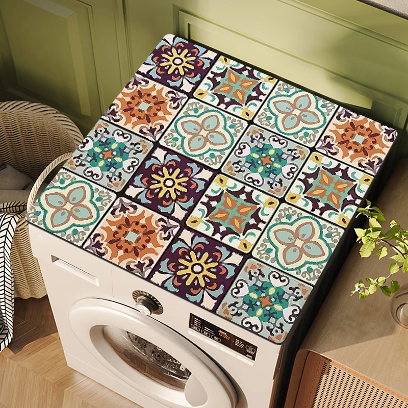 Washing Machine Cover Retro Washing Machine Covers Refrigerator Cabinet Fridge Top Dust Protector Coffee Machine Drain Pad Mat Entrance Door Bath Rug