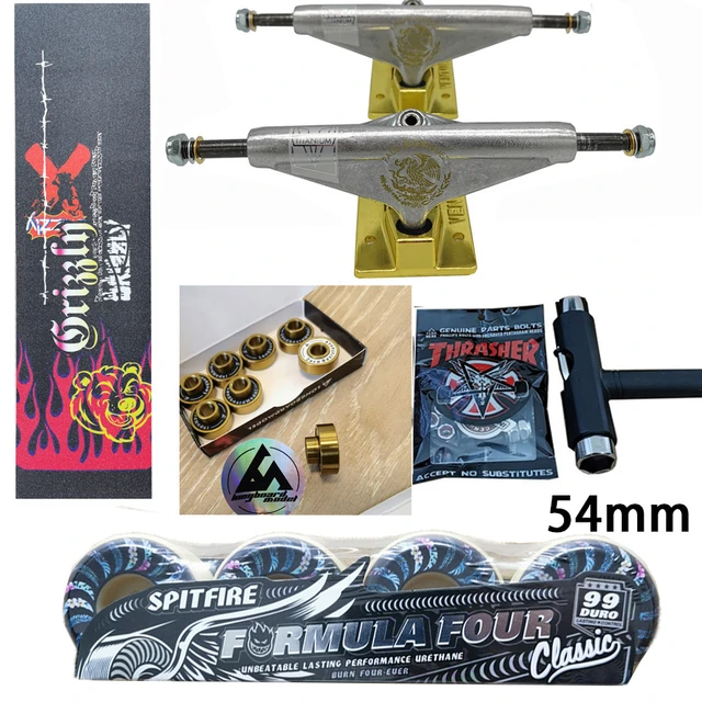 spitfire wheels forged 5.25inch VENTURE skateboard trucks good quality LM  pro chrome steel bearings grip tape skateboards