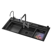 11550 High-tech Disinfection Large Size Stepped Sink Washing Fruits, Vegetables And Seafood 3 In 1 Black Dishwasher Kitchen Sink 1