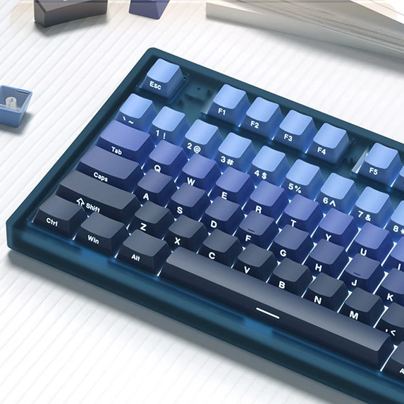 

Колпачки для механической клавиатуры Gateron Cherry MX, 136 клавиши, градиент, синяя боковая печать, сияющая подсветка