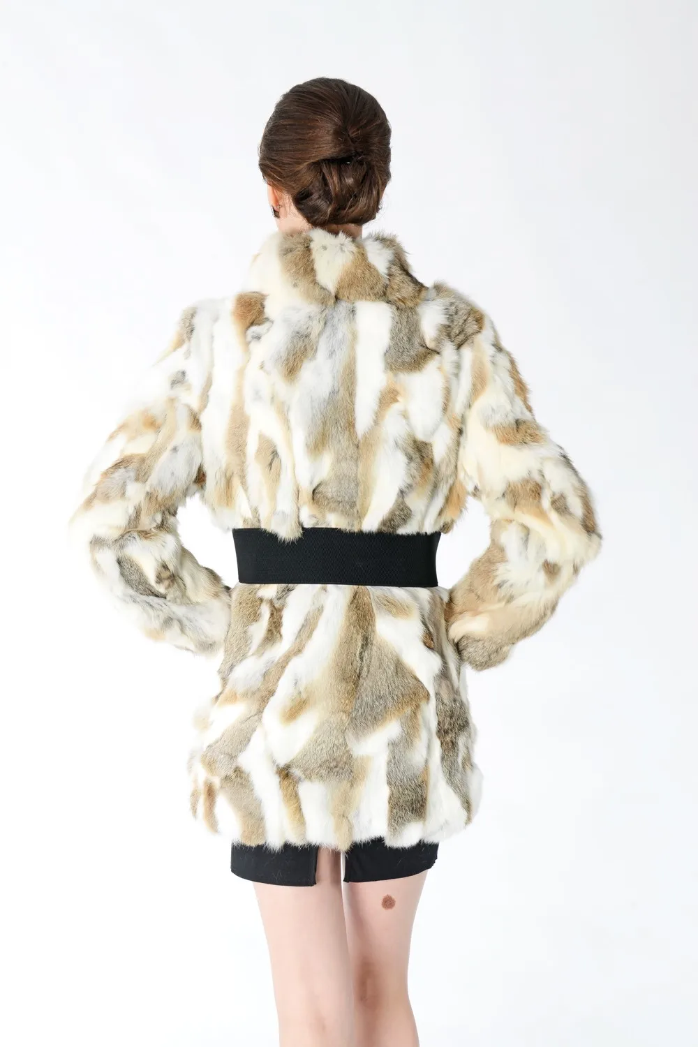 New Arrival Full Pelt Real Rabbit Fur Coat Women Nature Fur Jacket Female Fashion Factory good quality Fur Overcoat NZ147