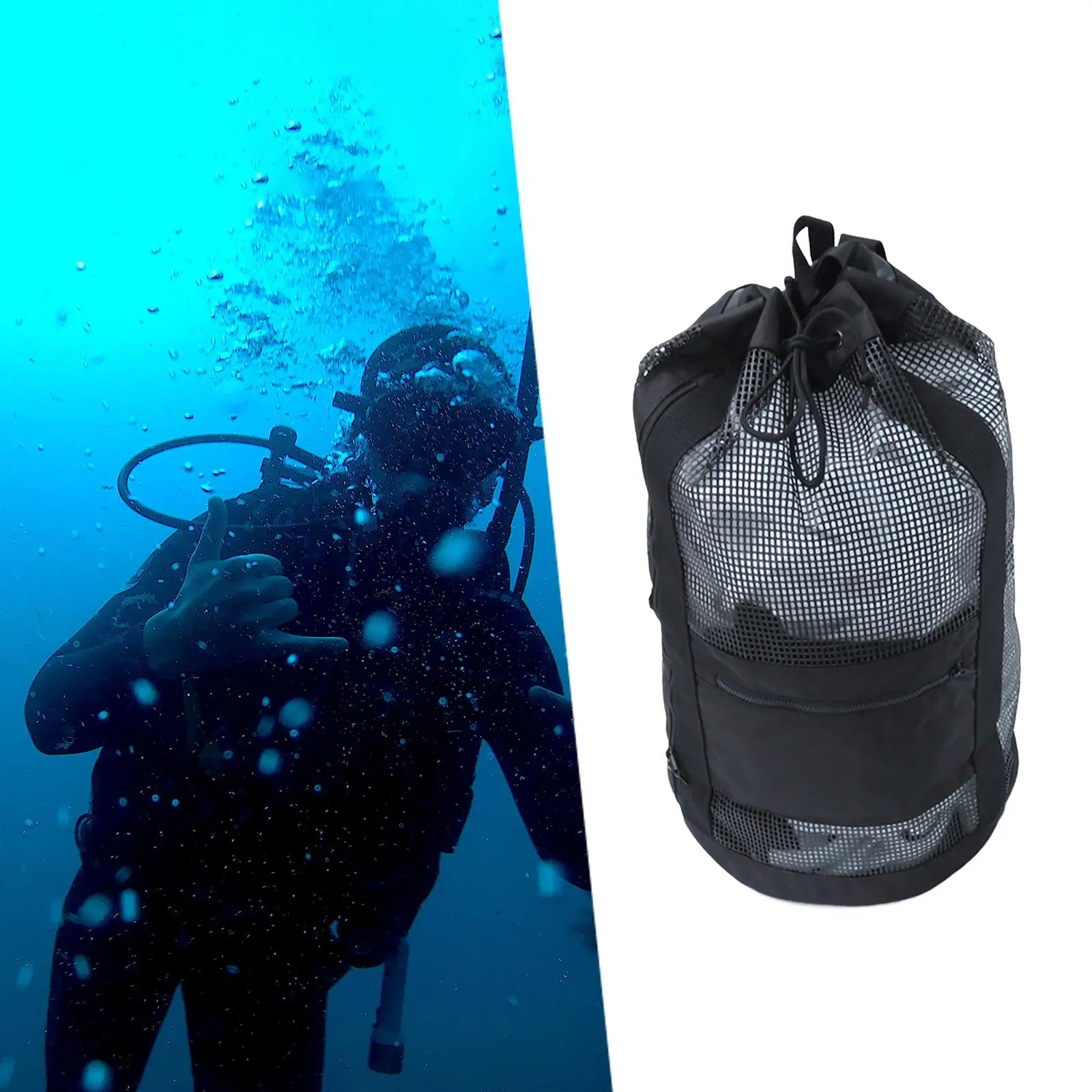 Scuba Diving Bag Holds Mask, Fins, Snorkel Mesh Travel Backpack Diving Gear Bag for Equipment Snorkeling Gear Scuba Diving Beach