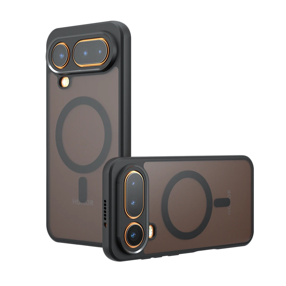 Shockproof Translucent Matte Phone Case with Magnetic Wireless Charging Compatibility