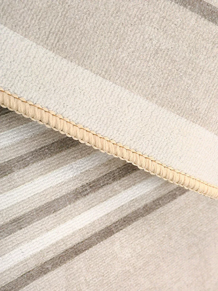 Minimalist Beige Art Stripe Carpet Comfortable Luxury Bedroom Carpets Soft Large Area Living Room Rug Abstract Line Balcony Rugs 6