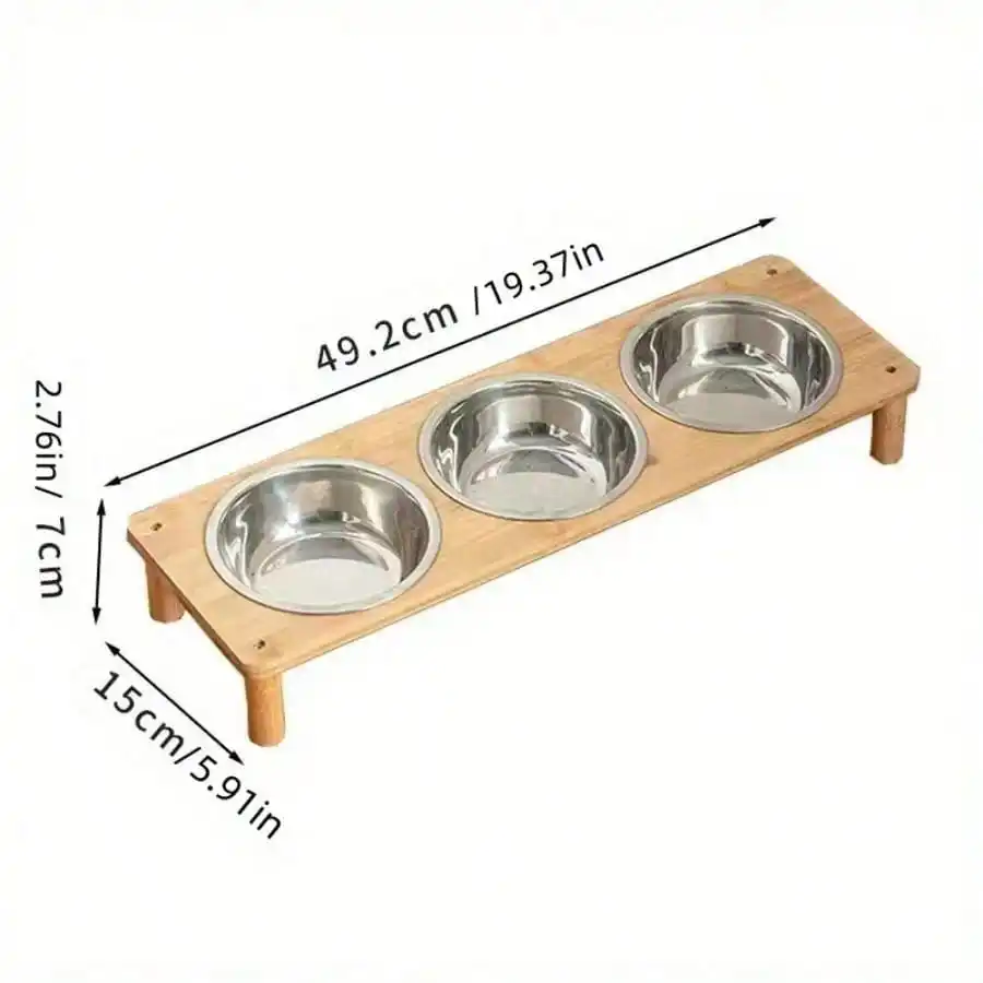 2/3 Bowl Pet Feeder Stand - Wooden Pet Feeder Stand With Non-Slip Base, Helps Promote Healthy Digestion And Good Posture - Stain