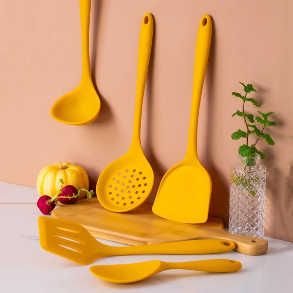 Silicone Heat-Resistant Spatula Soup Spoon Shovel Turner Strainer Kitchen Utensil Cooking Tools Kitchenware 1Pcs