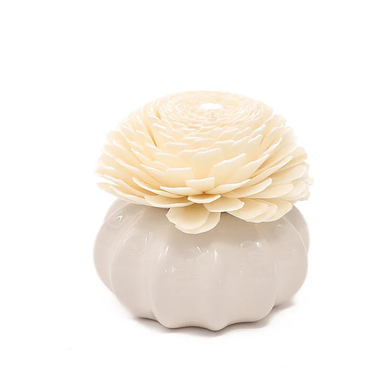 1pcs 80ml Reed Diffuser with Ceramic Pumkin Vessel and Artifitial Flower Lily/Lavender/Rose/Ocean/Jasmine