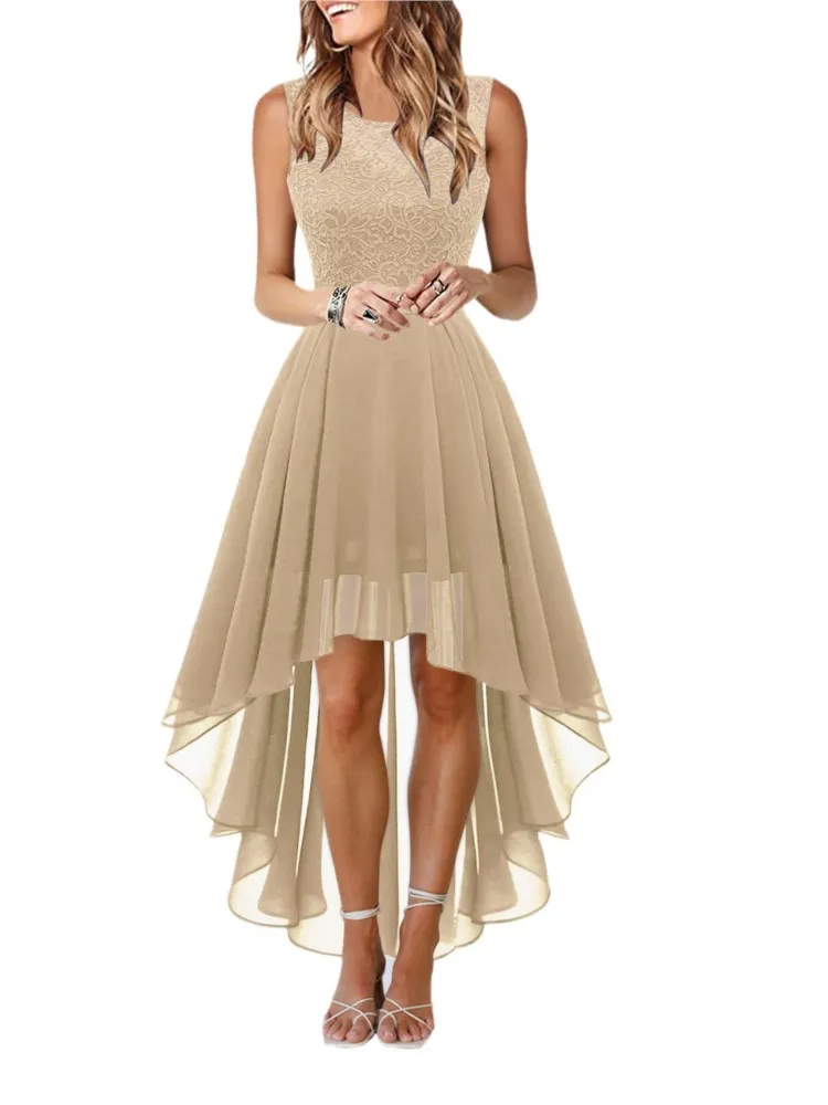 فستان أحمر بقصة هاي لو