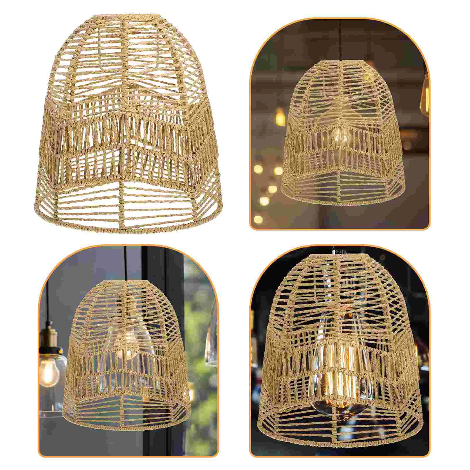 

Lamp Light Lampshade Shade Pendant Rattan Cover Hanging Woven Wicker Rope Home Bar Hotel Style Lights Fixture Shades