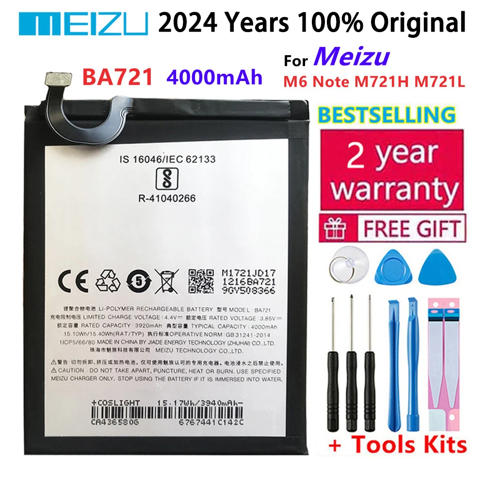 

New Original BA721 Battery 4000mAh Battery Parts For Meizu Meilan Note6 M6 Note M721Q M721H M721L Smart Phone Bateria