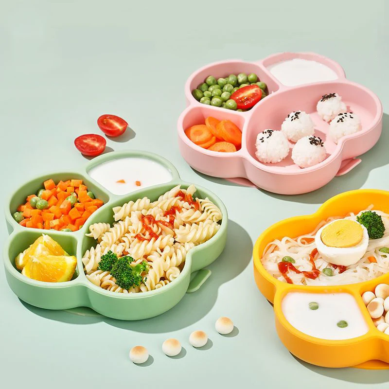 

Baby Plate Suction Cup Silicone Straw Bowl For Children The Baby Learns To Eat To Divide The Pate Training Tableware Set