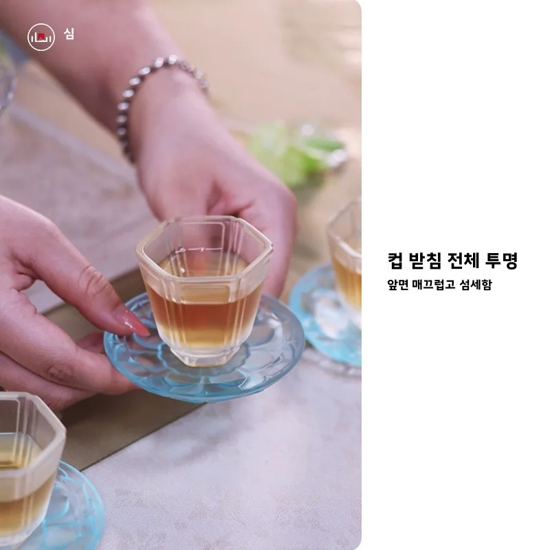 내열성 미끄럼 방지 유리 티컵 코스터 신위안 당나라 불교 연꽃 디자인 다도 용품 가정용