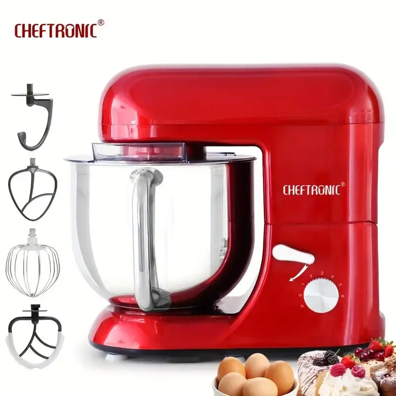 Cheftronic 6 Speed Stand Mixer with 7 Quart Stainless Steel Mixing Bowl,Dough hook, Egg whisk, Kitchen mixer with US Plug 2