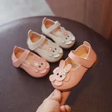 

2022 Spring and Summer New Baby Girls Soft Mary Janes Princess Shallow Simple Breathable with Rabbits Patch First Walker Shoes