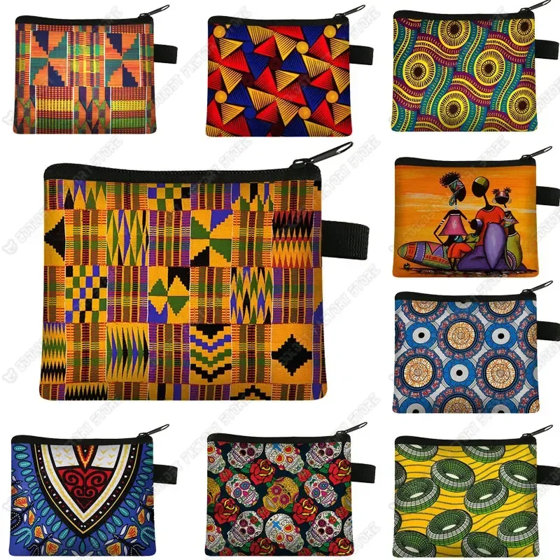 Monedero con estampado africano para mujer, Mini monedero bonito con cremallera para chica, billetera portátil para mujer, bolsas para tarjetas de crédito Afro Dancer 1