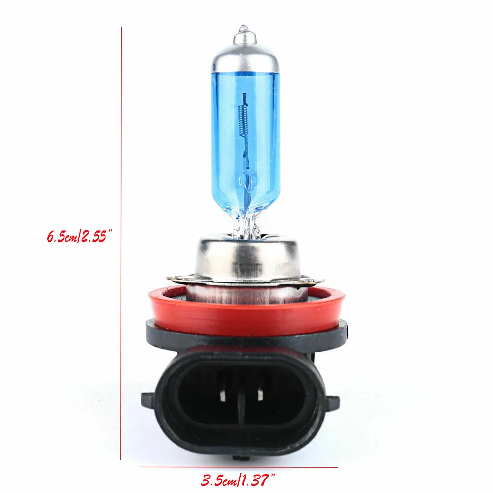 2Pcs H11 100W 6000K Xenon Gas Halogen Headlight Super Bright White Light Bulbs 2
