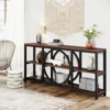 Extra Long Console Table, 70.9 inch Narrow Sofa Tables with 3 Tier Wood Storage Shelves Industrial Metal Frame for Entryway 6