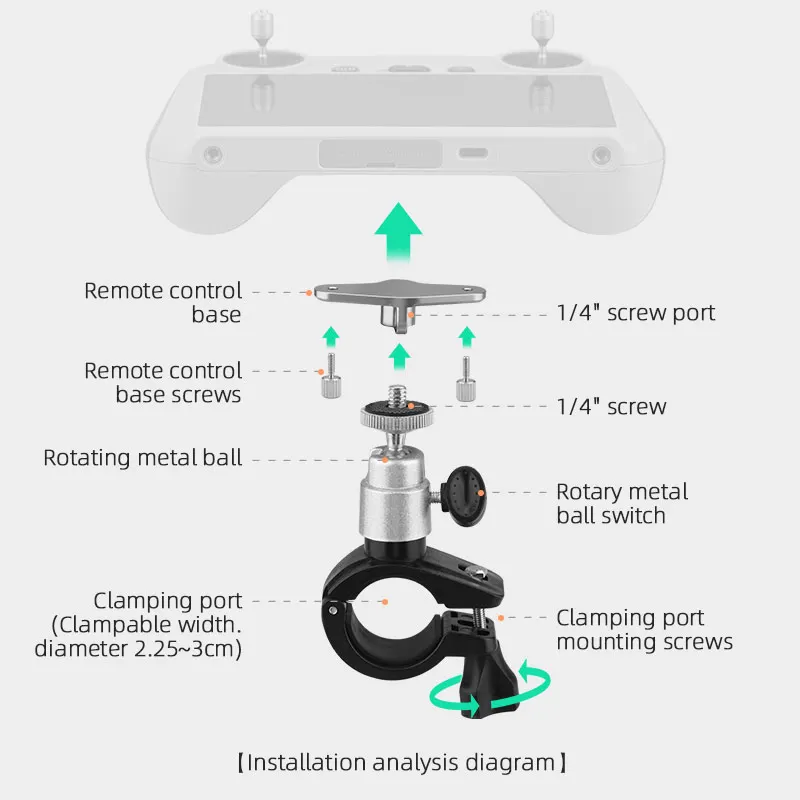 Bike Clip Mount for DJI Mini 4 Pro/3 Pro Bicycle Bracket Holder Fix Clamp Protable Clip for RC/RC 2 Remote Controller Accessory drone accessories drone remote mount