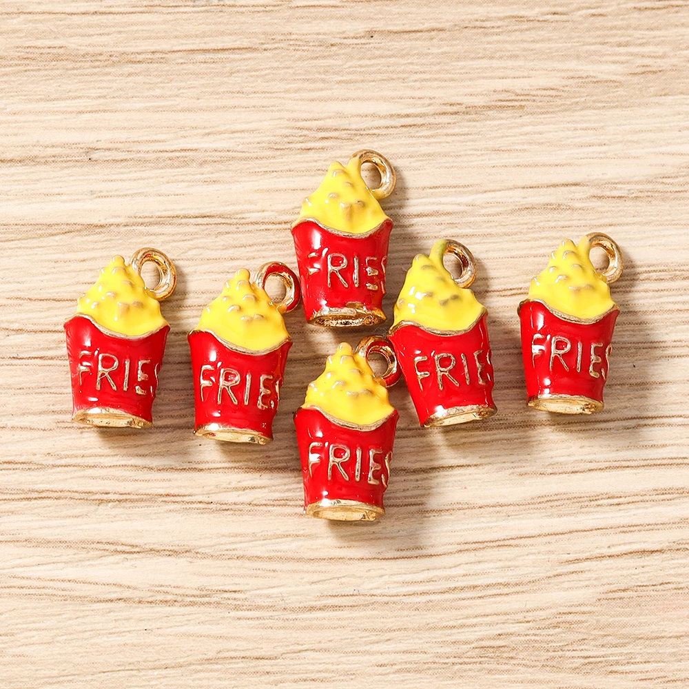 Tusember 5 Stück Niedliche Snack-Anhänger Pommes-Frites-Charms für DIY Sterling Silber Armbänder Ohrringe Schmuckherstellung