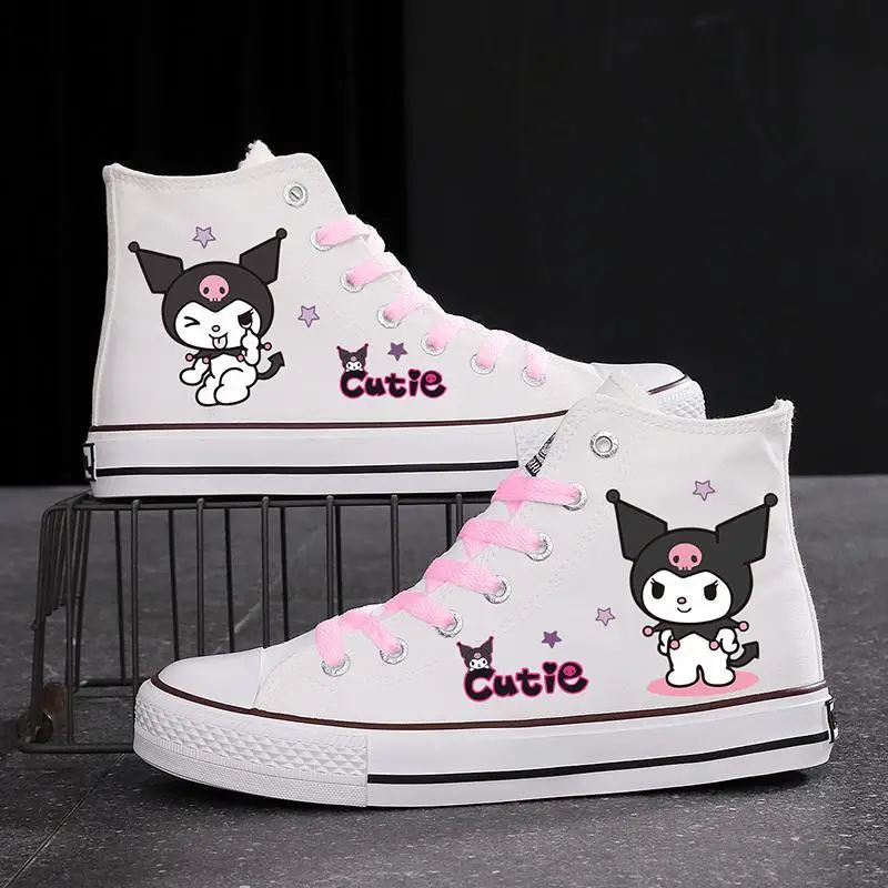 

Cute Cinnamoroll High Top Canvas Shoes Sanrio Kawaii Anime My Melody Cinnamoroll Girls Casual Board Shoes Cartoon Gift for Kids