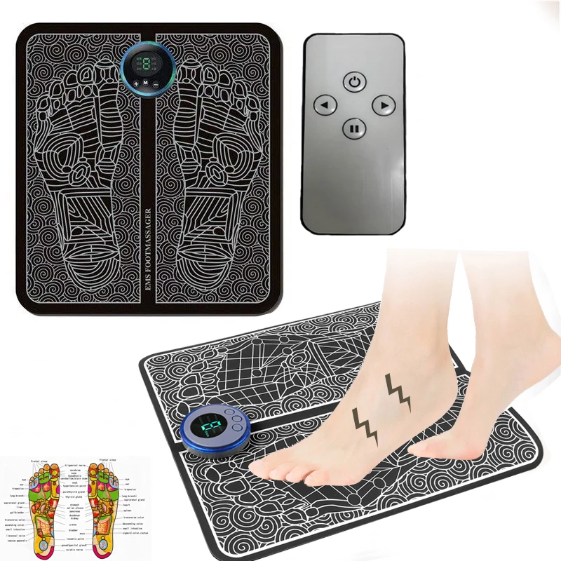 EMS Electric Foot Stimulation Massager Pad Folding Portable Mats Fully