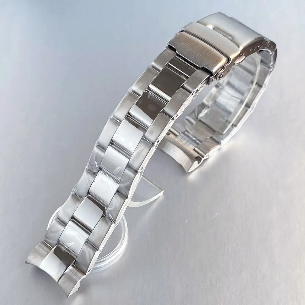 Silver Stainless Steel Jubilee Watch Strap Bracelet, 20mm Width, with Glide Lock Clasp