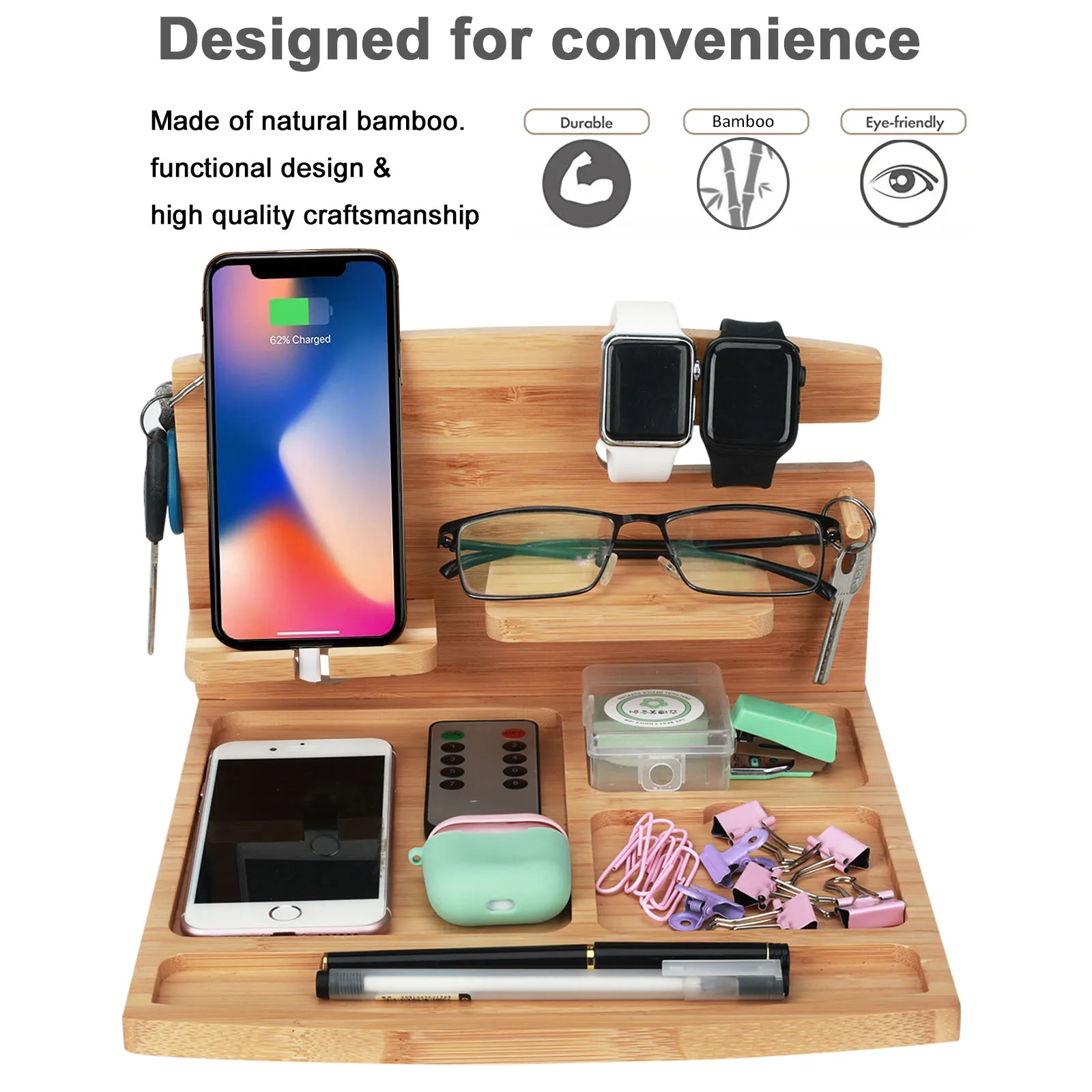 Wood Phone Docking Station Nightstand Organizer Gifts for Valentines Day  Gift for Men Women Wooden Bedside Phone Desk Stand - AliExpress