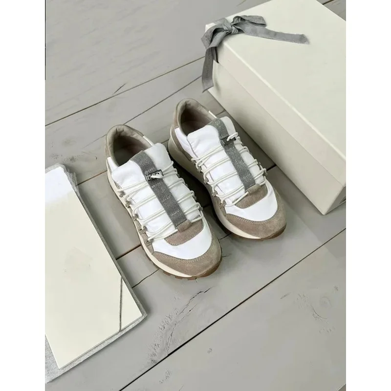 Sapatilhas de corrida casual feminina com cord&atilde;o, t&ecirc;nis com cercadura BC, moda esportiva de um passo, tamanho grande, outono