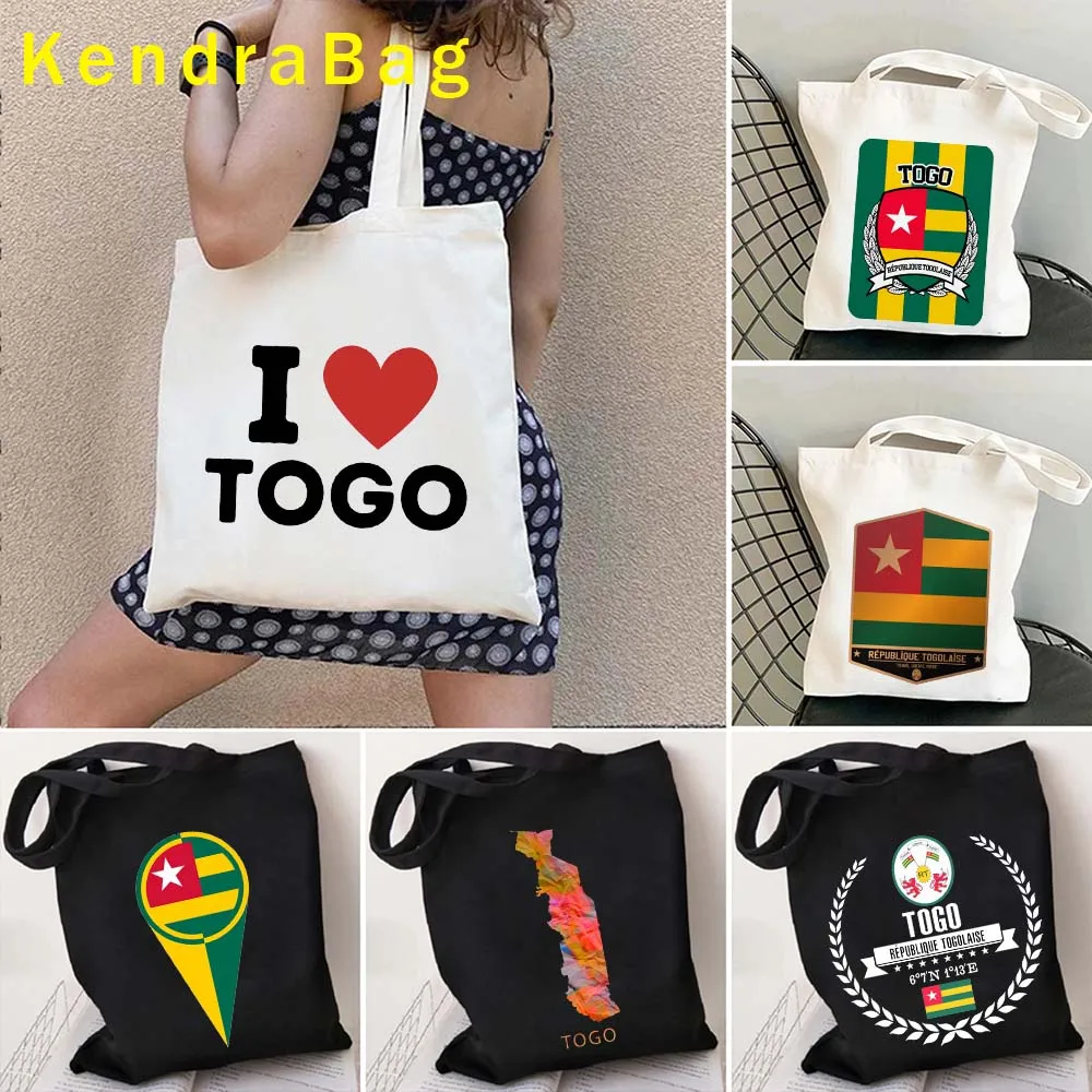 

Togo Country Map Flag Skyline Heart African Rainbow Magnet Travel Souvenir Gift Shopper Harajuku Canvas Tote Bag Cotton Handbags