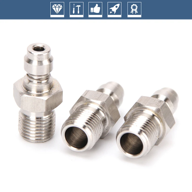 3pcs Stainless Steel Quick Coupler M10x1 Thread 8MM Filling Head Plug Adapter Quick Connect Fittings Couplings Air Pumps Parts air pump parts quick connect fittings