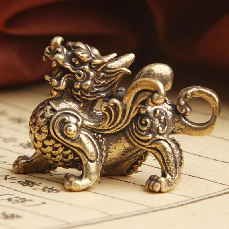 

Statue Figurine Kylinsculpture Wealth Brass Decor Prosperity Good Yao Chinese Pi Ornament Qilin Dragon Luck Animal Fengshui