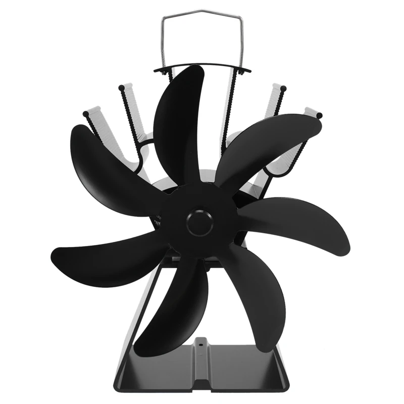 7 Blades Heat Powered Stove Fan Black Fireplace Log Wood Burner Eco Friendly Quiet Fan Home