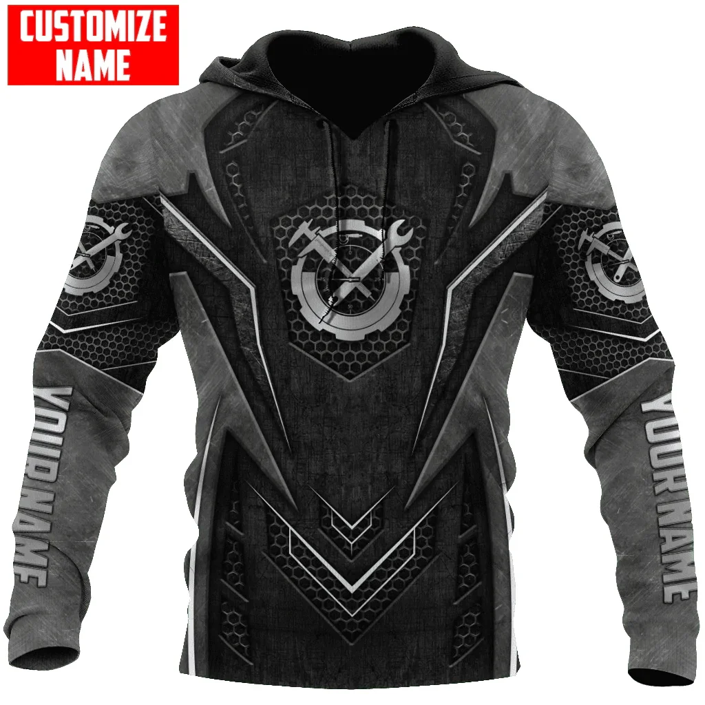 PLstar Cosmos Personalized Name Mechanic Metal 3D All Over Printed Men's Hoodie & Sweatshirt Unisex Casual zip hoodies DK540