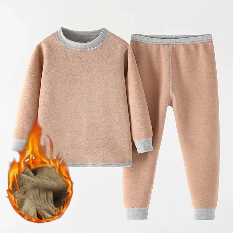 Children Thermal Underwear Set Winter Fleece Thick Long Johns for Girls 10 12 Years Soft Kids Warm Clothes 2-Pieces Boys Pajamas