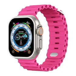 Ocean-Inspired Silicone Watch Strap - Premium Design for 42mm-44mm-45mm-49mm (Barbie powder)